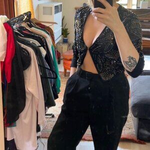 Topshop Embroidered Crop Jacket/Top